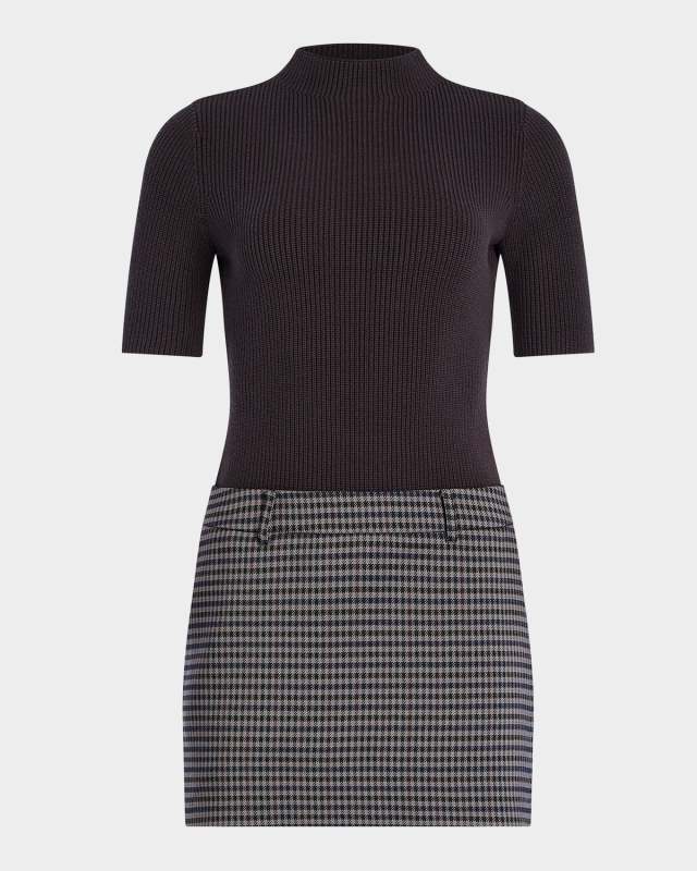 Jann Combo Mock-Neck Mini Dress